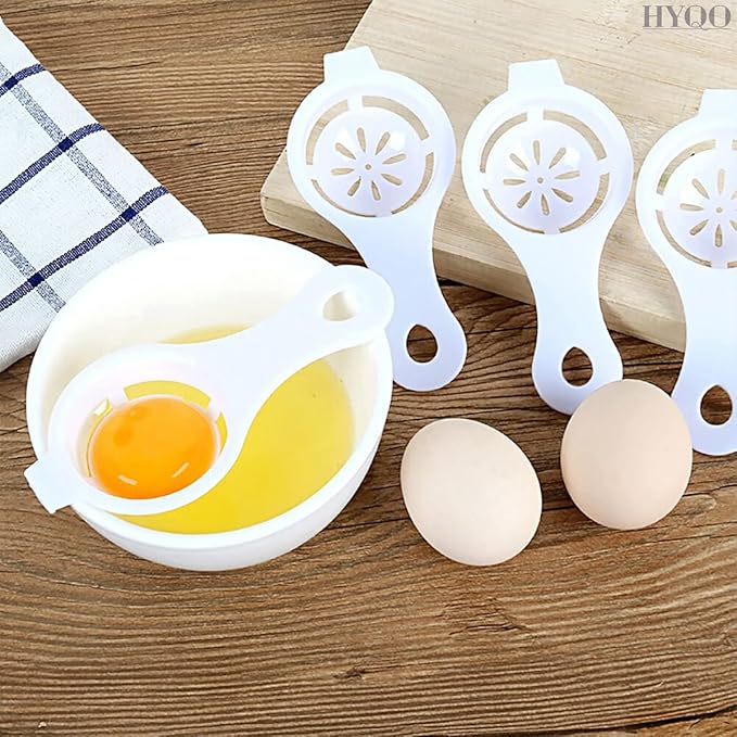 3 Pcs Egg Separator for Raw Eggs - Egg Yolk Separator Tool with Hang-On Bowl Design for Less Mess, ABS Plastic 2.36" Bowl & 4.96" Handle - Practical Kitchen Helper for Baking, Meringue, Creams & Mayo
