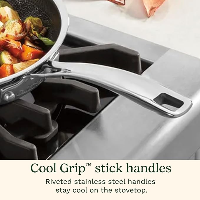 Cuisinart FusionPlus Hybrid Nonstick Stainless Steel Cookware, 8-inch Skillet with PFAS-Free PURELYSEAR Ceramic Technology, Scratch Proof, Cool Grip Handles, Dishwasher Safe