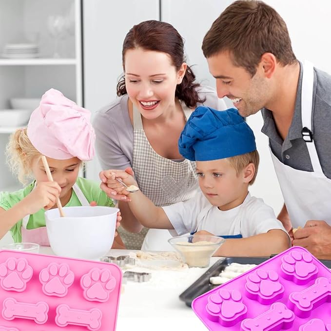 Paw Print Mold Dog Treat Mold Bone Silicone Molds 3 Pcs Dog Treat Molds for Baking Dogs Paw Puppy Treat Ice Cube Trays Cookies Chocolate Candies