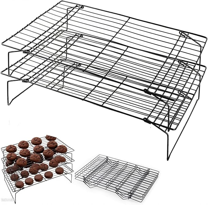 4-Tier Collapsible Cooling Racks, Detachable Wire Cooling Rack Stackable Drying Rack for Cookie Bread Pizza Baking (2Tier)