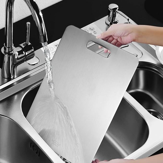 3 Pack Stainless Steel Cutting Board Cutting Boards for Kitchen13x9" 11.8x7.87" 9.4x5.9" Upgrade Double Sided Board, Thick Cutting Board for Home Kitchen Cooking