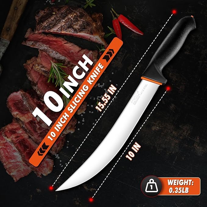 TIVOLI Slicing Knife 10 Inch - Brisket Knife with Ergonomic Non-Slip Softgrip & German Stainless Steel Razor Sharp Blade for Meat Cutting,Slicing - Gift for Men Women
