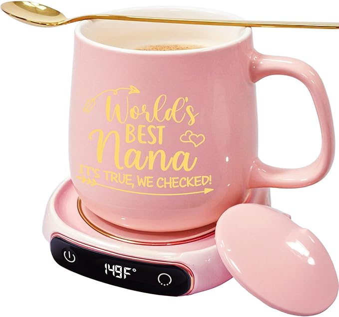 Gifts for Nana, Christmas Nana Gifts from Grandkids Auto Shut Off Smart Warmer Coaster, Smart Electric Beverage Warmer for Coffee, Tea, Birthday for Grandma/Mom
