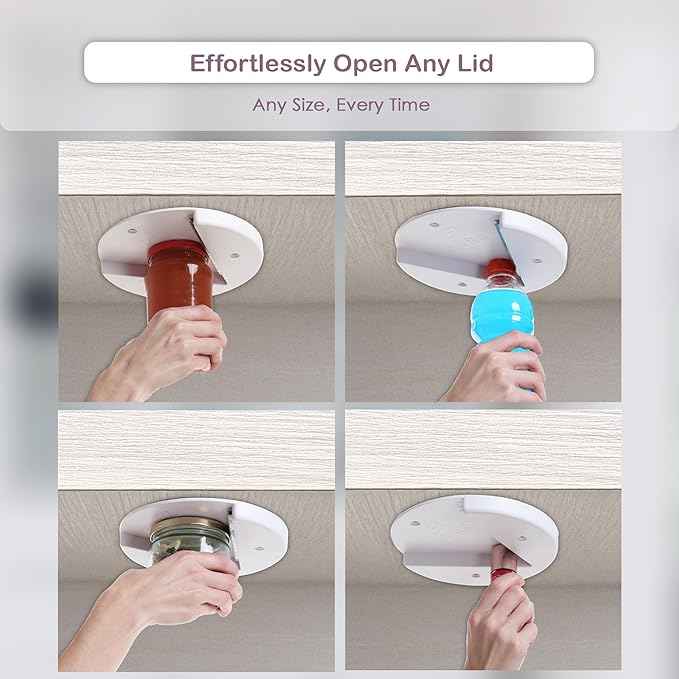 10 Pack Jar Opener for Seniors - Under Cabinet Jar Openers for Weak Hands, Easy Grip, Arthritis jar opener, One Handed Gadgets & Bottle Opener - Essential Kitchen Gadgets for Home Assistance