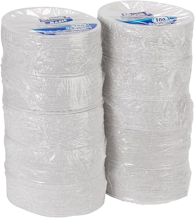 Dixie Basic 6" Light-Weight Paper Plates by GP PRO (Georgia-Pacific), White, DBP06W, 1,200 Count (100 Plates Per Pack, 12 Packs Per Case)