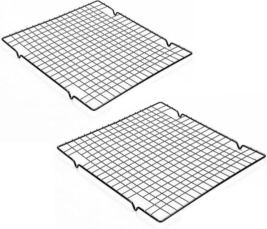 Line Roasting Cooling Racks, 2 Pcs 10.6 Inch x 9.8 Inch High Strength Stainless Steel Grill Racks for Baking and Cooling of Barbeque in Oven, Party, Dinning and Outdoors (2)