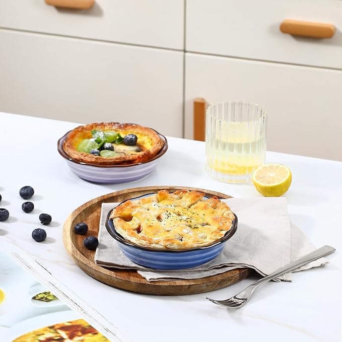 Selamica Ceramic Mini Pie Pans, 6 Inch Pie Dish for Baking, Small Pie Plate with Fluted Edge for Dessert Apple Pie, Oven Safe, Set of 6, Gradient Color