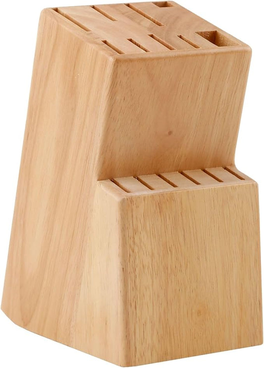 Kitchen knife holder elegant & sturdy (15 slots). Universal knife block with slots for knives, scissor and sharpenner. Knife Block without Knives. Kitchen knife holders for counter top. (Pine)