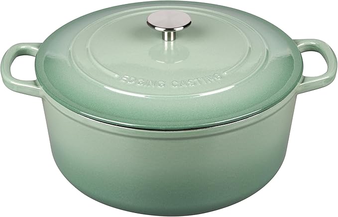 Enameled Cast Iron Dutch Oven Pot With Lid, 5.5 Quart, for Bread Baking, Cooking, Sage Green