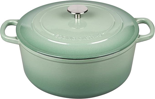 Enameled Cast Iron Dutch Oven Pot With Lid, 5.5 Quart, for Bread Baking, Cooking, Sage Green