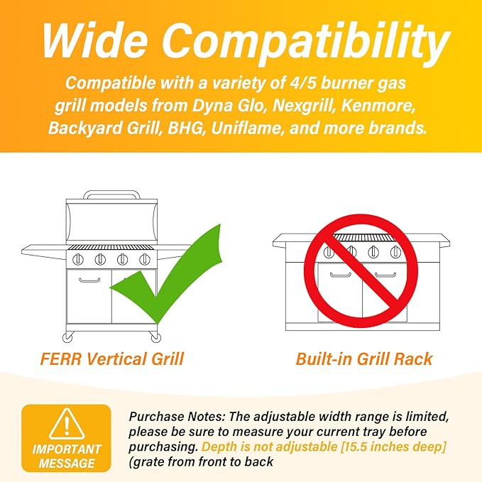 Suranew Grease Tray Replacement for Dyna Glo, Dynaglo, Nexgrill & Expert Grill Parts - Universal Drip Pan with Catch Pan for 4/5 Burner Gas Grills (Kenmore, BHG, 24"-30") Corrosion-Resistant