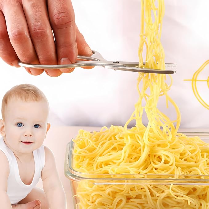 Baby Food Scissors Kitchen Shears, Stainless Steel Kitchen Scissors for Cutting Food, Noodles, Meat, Chicken, Veggies and Fruits