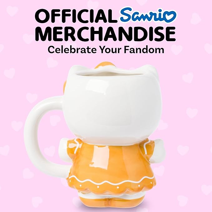 Silver Buffalo Sanrio Hello Kitty Gingerbread Dress 3D Sculpted Ceramic Mug, 20 Ounces