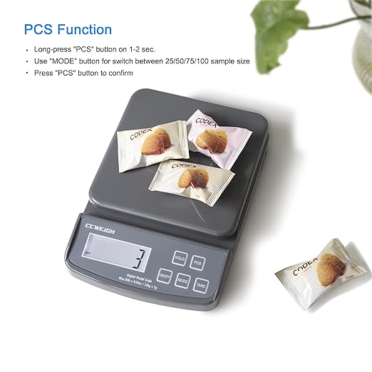 Postal Scales 26lbs/0.03oz High Precision Food Scale for Kitchen with Hold,Tare and PCS,Portable Shipping Scale for Packages, Small Kitchen Business,Jewelry,Batteries Included （Grey26lbs/1kg）
