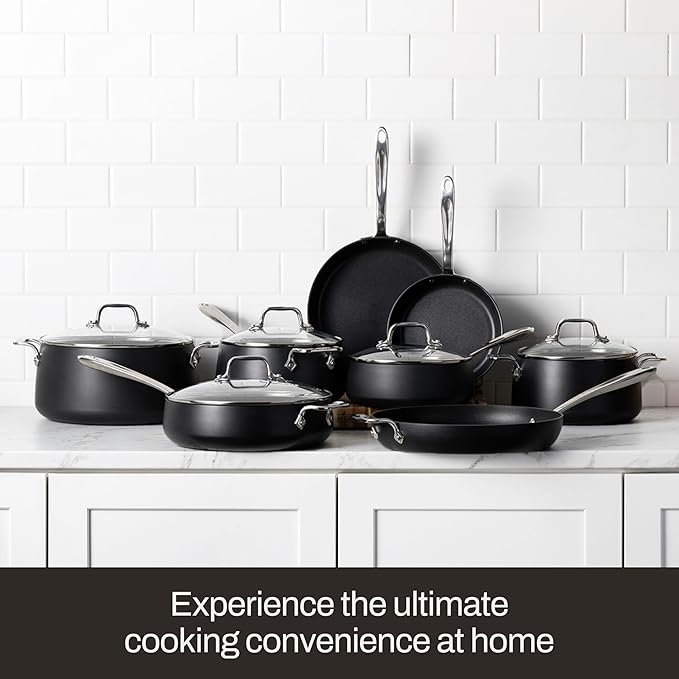 All-Clad HA1 Expert Hard Anodized NonstickFrying Pans Skillets Set with Lids (8", 10" & 12") Dishwasher-Safe, Oven-Safe Up to 500°F Compatible with All Stovetops (Gas, Electric & Induction) - Black