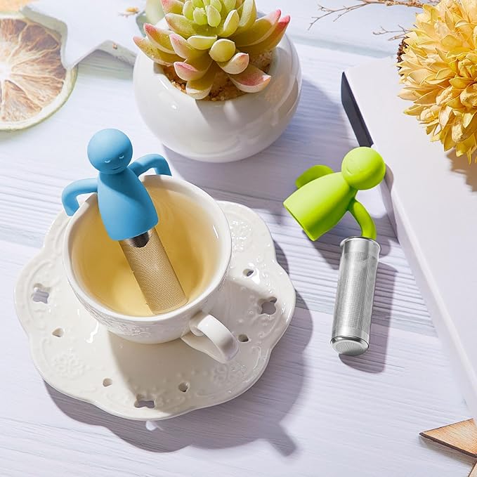 Hicarer 4 Pieces Tea Infuser for Loose Tea Cute Fine Mesh Strainer Stainless Steel Filter Ball Diffuser Steeper for Teacups Teapots (Blue,Green,Orange,Pink)