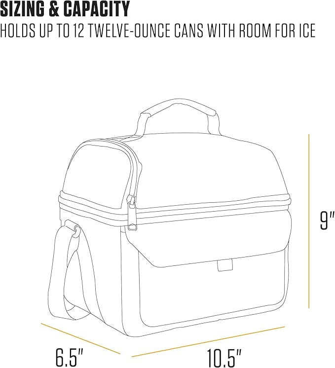 Carhartt 12 Can Two Compartment Lunch Box | Durable, Fully-Insulated Lunch Bag for Women & Men, Large Lunchbox (Port)