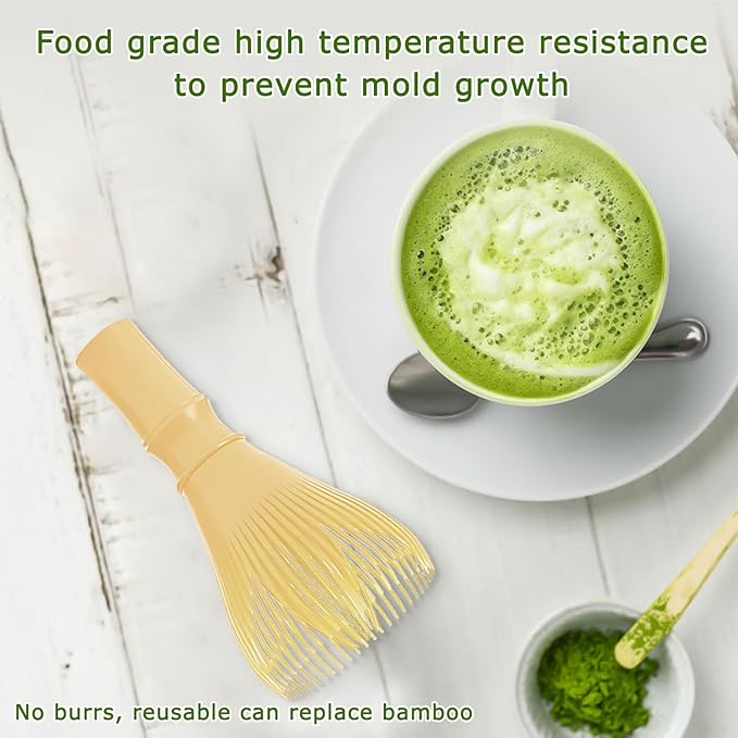 Matcha Whisk, Reusable Resin Matcha Whisk Easy to Clean Stirring Tool for Japanese Matcha Green Tea Ceremony (Yellow)