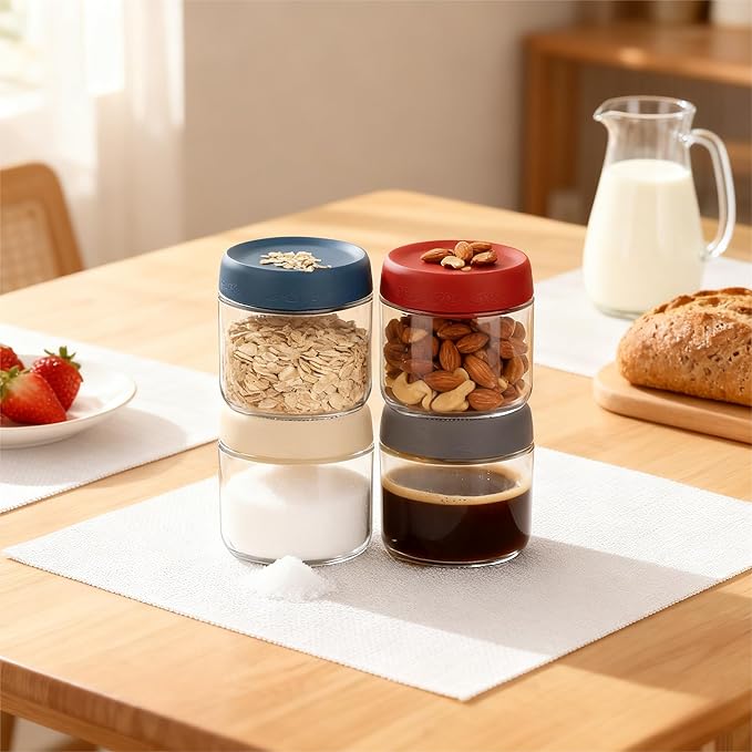 10oz 8Pack Glass Overnight Oats Jars Containers with Airtight Leakproof Lids, Reusable Mason Jars for Meal Prep, Yogurt Parfaits, Smoothies, Salads & Healthy Breakfasts(10oz-8Pack)