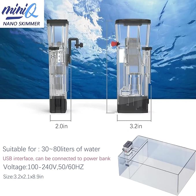 Bubble Magus MiniQ Internal Nano Protein Skimmer for Marine Saltwater Aquarium Up to 20 gallons