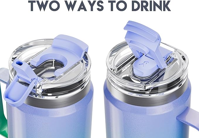Meoky 32oz Tumbler with Handle, Stainless Steel Travel Mug with 2-in-1 Straw and Sip Lid, Vacuum Insulated Coffee Mug, 100% Leak Proof, Keeps Cold for 24 Hours or Hot for 8 Hours (Fairyland)