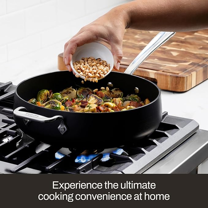 All-Clad HA1 Expert Hard Anodized Nonstick Stock Pot with Lid (4 Qt) For Pasta, Soup, Dishwasher-Safe, Oven-Safe Up to 500°F Compatible with All Stovetops (Gas, Electric & Induction) - Black