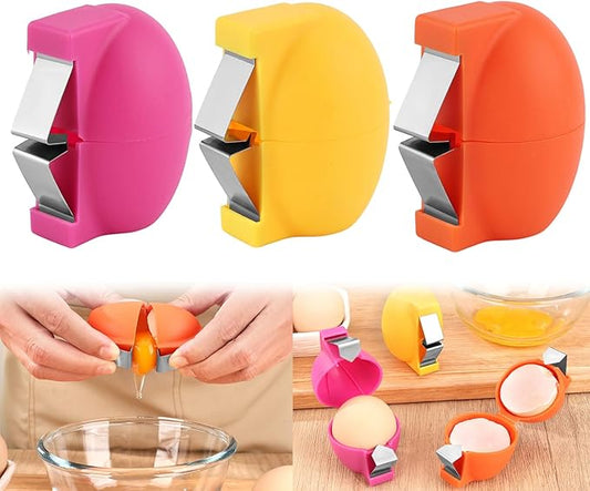 3 PCS 2026 New Egg Shell Opener, Stainless Steel Egg Cracker Tool, Hard Boiled Egg Peeler Tool for Cutting Eggs,Quickly Cutting Off Eggs Breaker Kitchen Gadgets
