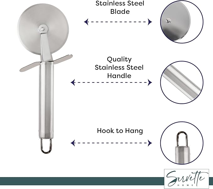 Stainless Steel Pizza Cutter - Slicer for Pizzas, Pockets and More - Pizza Cutter Wheel (Silver)