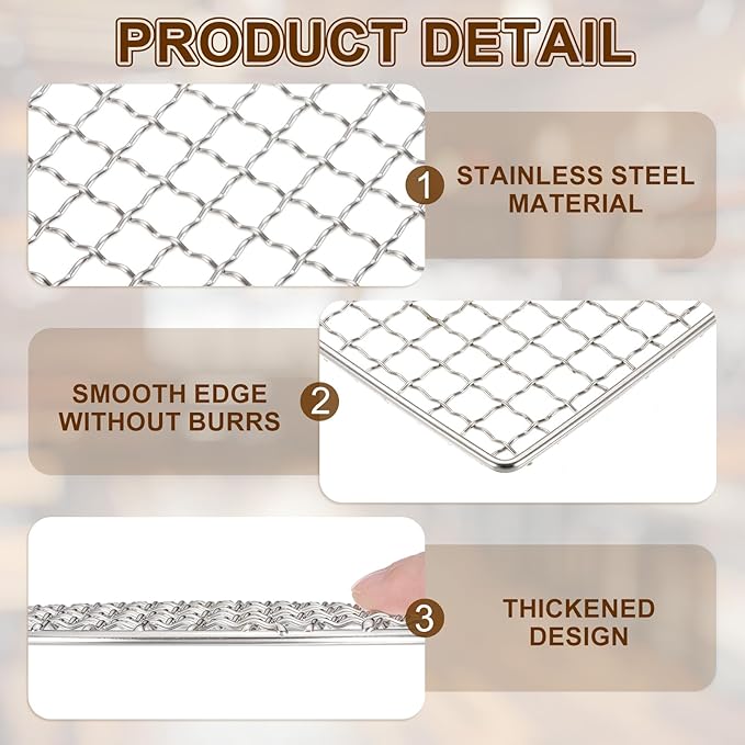 uxcell Cooling Racks, 5.9" x 5.9" Stainless Steel Barbecue BBQ Grill Net Mesh Rack Grate for Cooking, Roasting, Grilling, Oven & Dishwasher Safe, Silver
