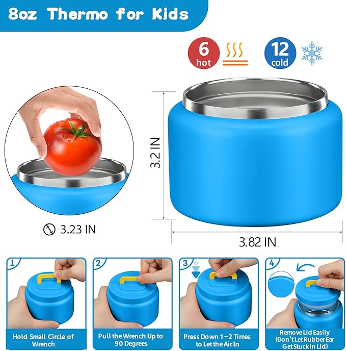 MAISON HUIS Bento Lunch Box with 8oz Soup Thermo, 5-Compartment Leak-Proof Container, Thermo Hot Food Jar and Insulated Lunch Bag, BPA Free,Travel, School