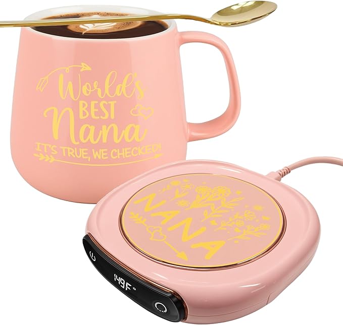 Gifts for Nana, Christmas Nana Gifts from Grandkids Auto Shut Off Smart Warmer Coaster, Smart Electric Beverage Warmer for Coffee, Tea, Birthday for Grandma/Mom