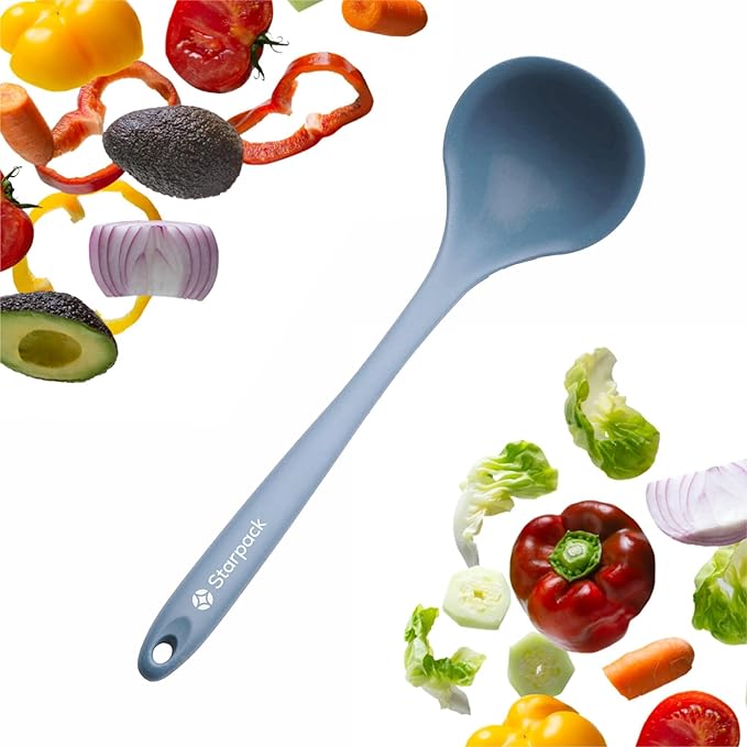 Starpack 'Ladle of Love' XL Premium Silicone Ladle - High Heat Resistant to 600F, Non Stick, LFGB Grade