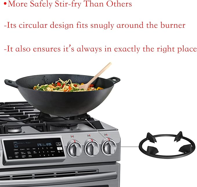 Wok Ring, Replacement Parts Cast Iron Wok Support Ring for Gas Stove Burner Grate Samsung, GE, Kitchenaid, LG, Whirlpool, Frigidaire, Kenmore Etc Gas Stove Stand Rack Accessories