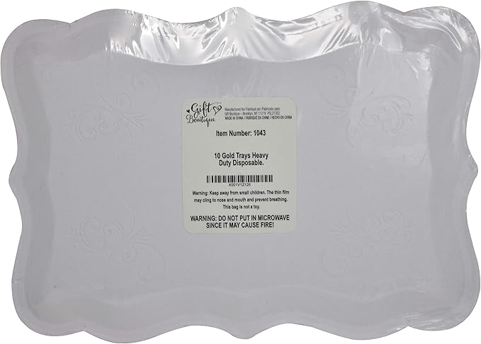 Gift Boutique 10 Gold Rectangle Trays for Dessert Display Table Parties 9" x 13" Disposable Paper Cardboard in Elegant Shape for Platters Cupcake Birthday Parties Dessert Weddings and More Food Safe