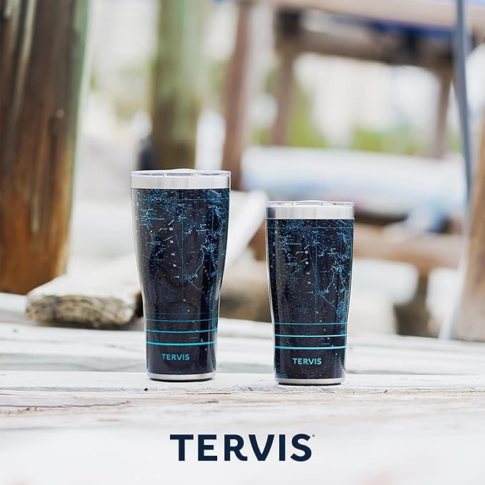 Tervis Traveler Inkreel - Teal Wave Made in USA Double Walled Insulated Tumbler Travel Cup Keeps Drinks Cold & Hot,