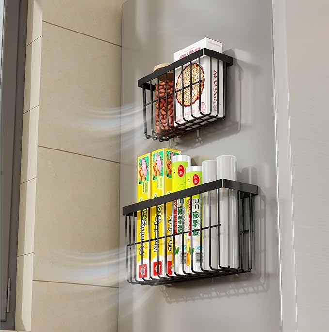 Kitchen Cabinet Door Storage Box,Self Adhesive Wall Mounted,Wardrobe/Bathroom/Refrigerator Small Items Organizer,Oil bottle/Seasoning storage (6 Piece)