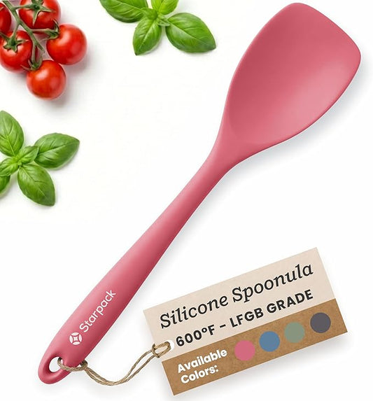 Starpack 'The All Rounder' Premium Silicone Spoonula Spatula - Up to 600°F Heat Resistant Spatula Spoons - Best Silicone Spoonulas - Rubber Spoon Spatulas - Kitchen Spoon Spatulas for Cooking