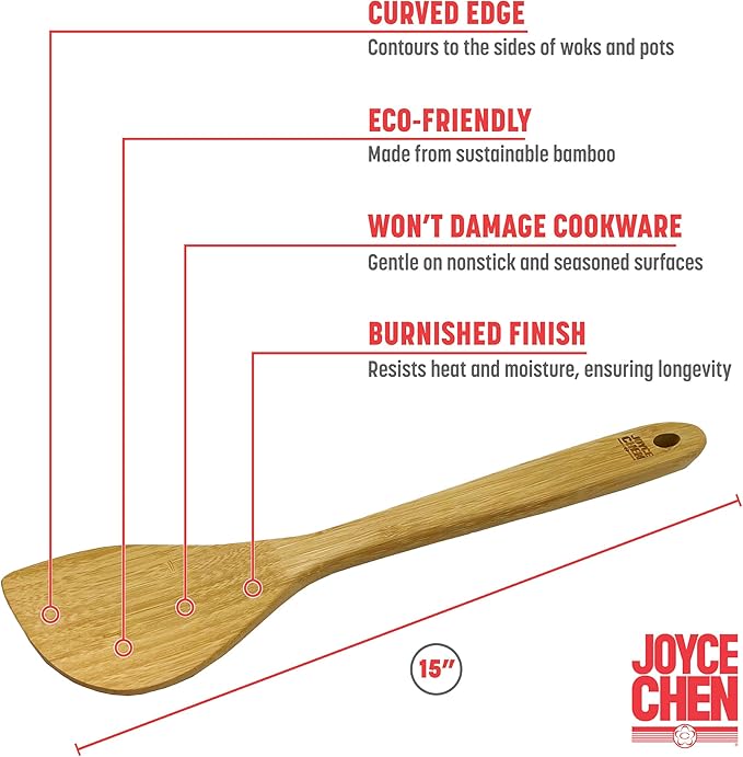 Joyce Chen Burnished Bamboo Wok Spatula, 15-Inch