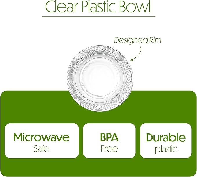 PLASTICPRO 480 Pack Clear Plastic Soup Bowls 5 oz Bulk Pack Durable Disposable Small Plastic Bowls for Parties Events BBQ