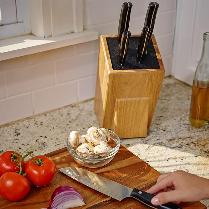 Dice Knife Block, Light Oak Woodgrain