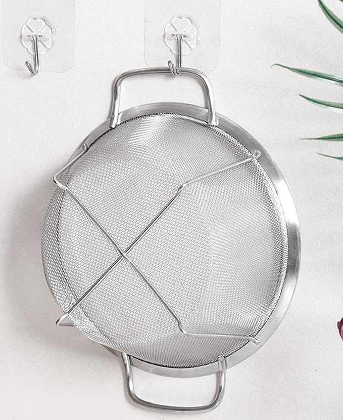 Stainless Steel Mesh Colander Strainer Basket, 3 Quart Fine Mesh Net Colander with Heavy Duty Handles & Wide Rim & Resting Feet for Strain, Drain, Rinse, Fry, Steam or Cook Vegetables & Pasta