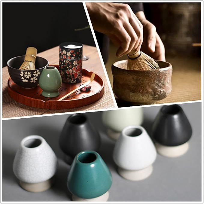 Matcha Tea Whisk Holder Ceramic Holder for Bamboo Chasen fit for Matcha Chasen Tea Set Accessories (C)