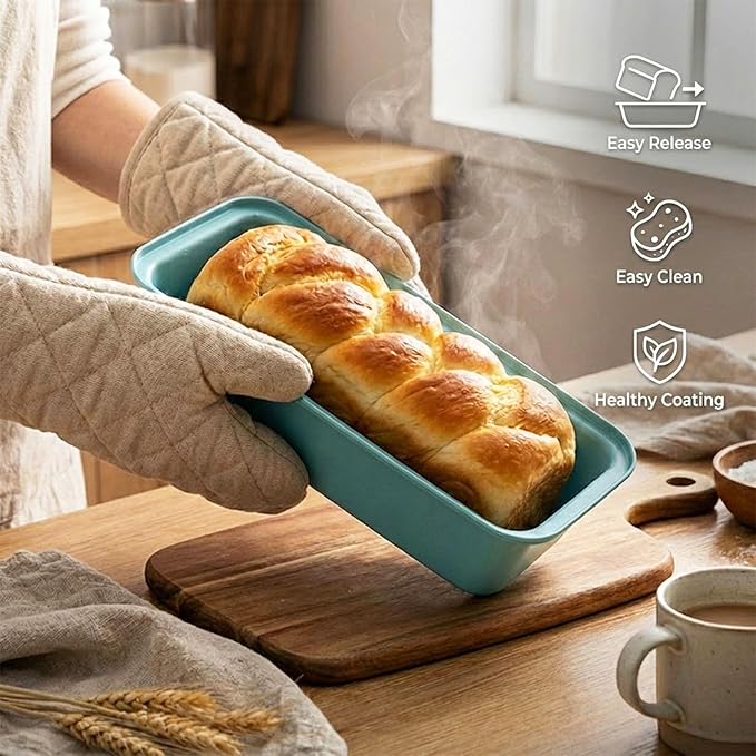 2-Pack 13 x 5 Inch Loaf Pan, Nonstick Carbon Steel Bread Pan for Baking - Large Rectangular Mold for Homemade Sourdough, Banana Bread, Meatloaf & Pound Cake