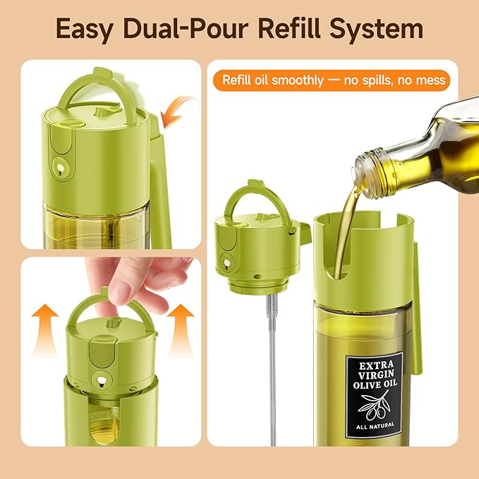 Oil Sprayer for Cooking, Olive Oil Sprayer Bottle with Fine Mist Glass Oil Sprayer for Healthy Meals and Salad Use, Reusable Oil Mister Spray Bottle for Home Kitchen Daily Use, Best Choice