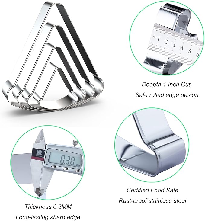 Pizza Slice Cookie Cutter Set Assorted Sizes - 5", 4", 3", 2" - 4 Piece Food Cookie Cutter - Stainless Steel