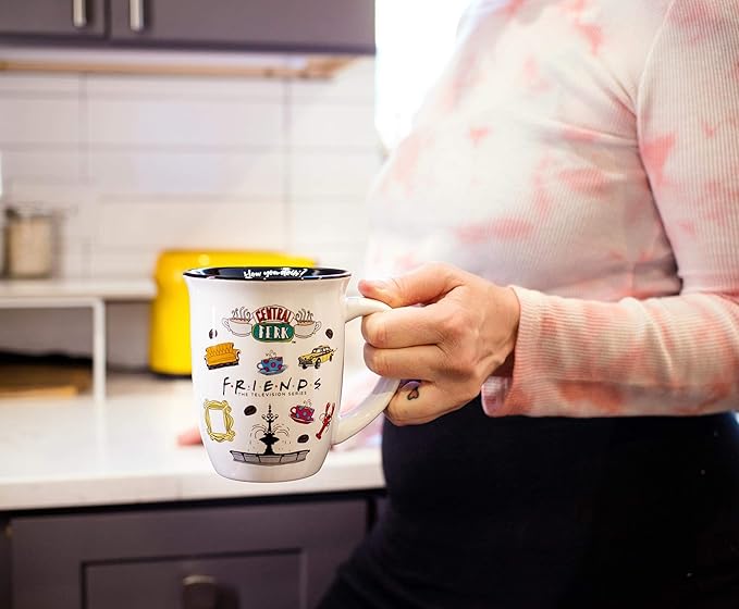 Silver Buffalo Friends Central Perk Logo Wide Rim Ceramic Mug, 16 Ounces