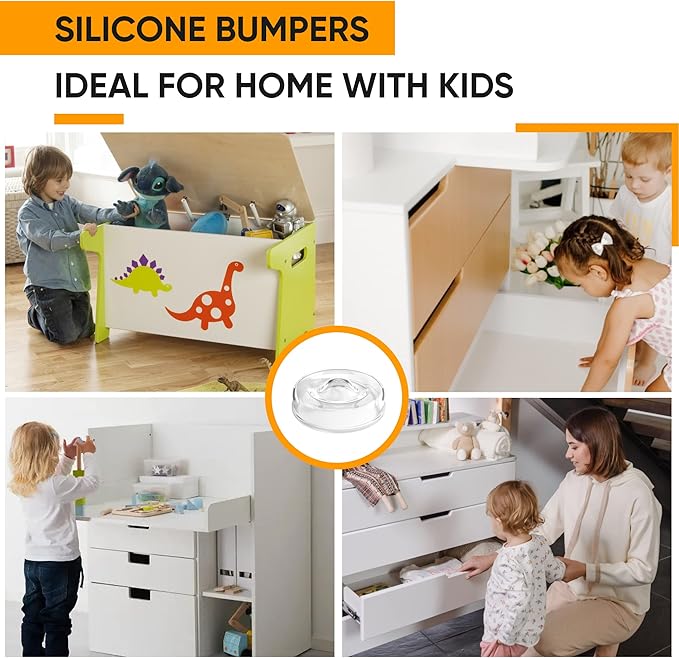 64 Self Adhesive Cabinet Door Bumpers – Sticky Clear Silicone Rubber Pads for Furniture Drawers, Kitchen Cabinets, Decor, Wall Protection – Vellax