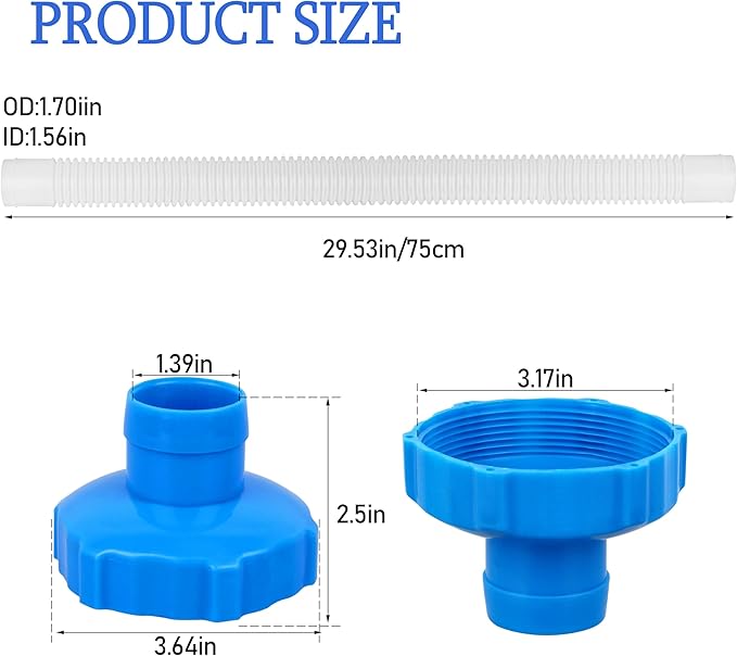 25016 Pool Skimmer Hose & Adapter B Replacement Set – Universal Fit for Intex Above Ground Pools | Leak-Proof Connections