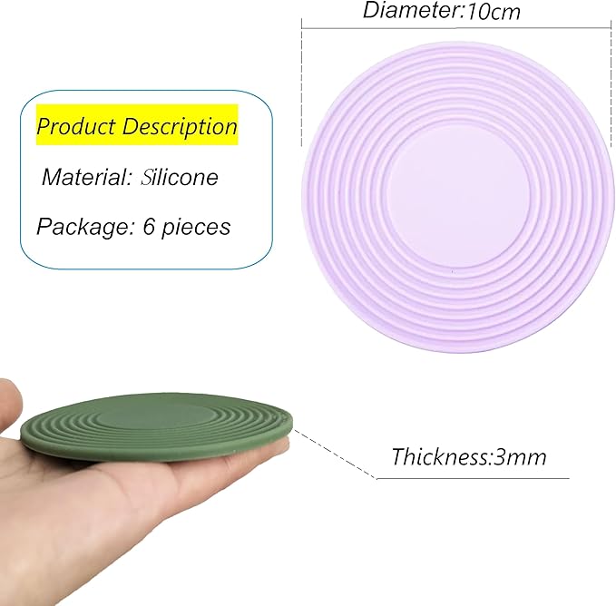 6PCS Coffee Mug Stacker, Cup Storage Accessories, Silicone Coaster, Kitchen Cabinets Expandable and Stackable Organizer,Save Space for Cupboard and Pantry (Purple,10cm)