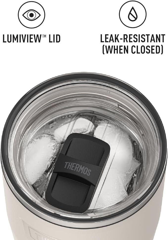 THERMOS ICON SERIES, Stainless Steel Cold Tumbler with Slide Lock, 24 Ounce, Sandstone